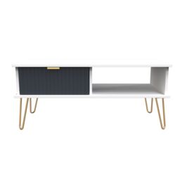 Linear Ready Assembled Matt Indigo & White 1 Drawer Small Coffee Table (H)455mm (W)905mm (D)395mm - thumbnail 2