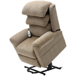 Loops Comfortable Dual Motor Rise And Recline Armchair In Oatmeal Chenille Fabric - thumbnail 2
