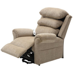 Loops Comfortable Dual Motor Rise And Recline Armchair In Oatmeal Chenille Fabric - thumbnail 3