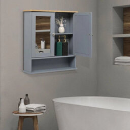 Wall Mounted Bathroom Mirror Cabinet Storage Shelf Unit Cupboard Organizer - thumbnail 6