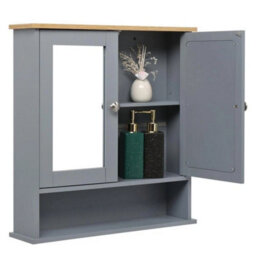 Wall Mounted Bathroom Mirror Cabinet Storage Shelf Unit Cupboard Organizer - thumbnail 1