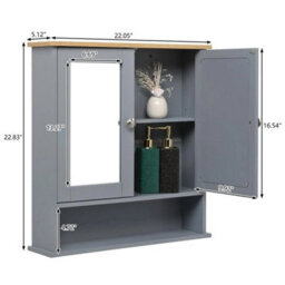 Wall Mounted Bathroom Mirror Cabinet Storage Shelf Unit Cupboard Organizer - thumbnail 2