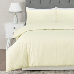 MHG Living Cream Striped Polycotton Duvet Cover Set With Button Fastening - Double - thumbnail 1
