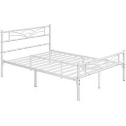 Yaheetech White 4Ft6 Double Metal Bed Frame With Cloud-Inspired Design Headboard - thumbnail 3