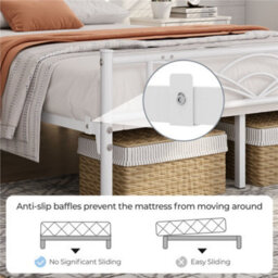 Yaheetech White 4Ft6 Double Metal Bed Frame With Cloud-Inspired Design Headboard - thumbnail 5