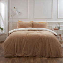 Ohs Reversible Teddy Duvet Cover With Pillowcase, Latte Cream - Single - thumbnail 5