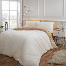 Ohs Reversible Teddy Duvet Cover With Pillowcase, Latte Cream - Single