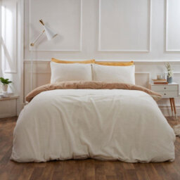 Ohs Reversible Teddy Duvet Cover With Pillowcase, Latte Cream - Single - thumbnail 4