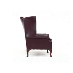Chesterfield High Back Wing Chair Bonded Burgandy Real Leather Bespoke In Queen Anne Style - thumbnail 6