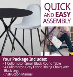 Hallowood Furniture Cullompton Small Round Black Dining Table (0.9M) With 4 Chairs (Cha502-Sgy) - thumbnail 7