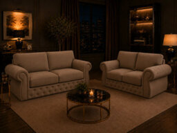 Rio Swan Chesterfield Sofa Mink 3 Plus 2 Set