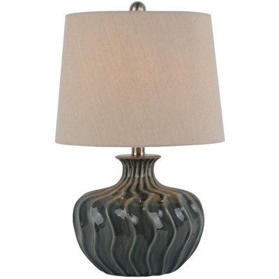 Veyla Ceramic Table Lamp With Linen Shade - Modern Elegant Lighting - image 1