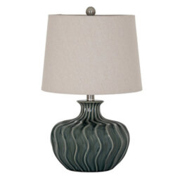 Veyla Ceramic Table Lamp With Linen Shade - Modern Elegant Lighting - thumbnail 2