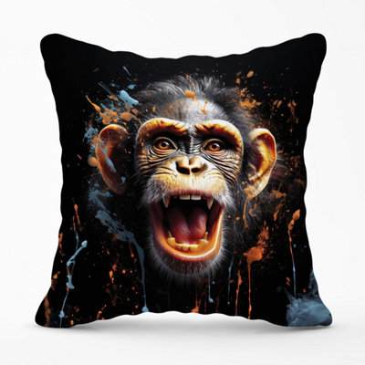 Warren Reed Designer Monkey Face Splashart Outdoor Cushion 45Cm X 45Cm - image 1