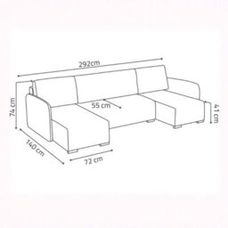 Como U Shape Couch Profiled Backrest For Comfort Large Sofa Bed With Under Seat Storage Freestanding Modern Fabric Mustard - thumbnail 6
