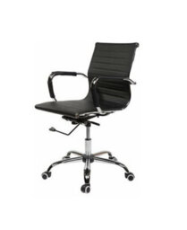 Evre Mid Back Boardroom Black Faux Leather Desk Chair With Chrome Finish - thumbnail 2