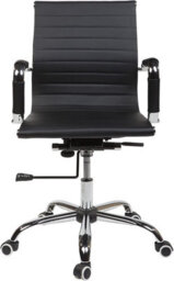 Evre Mid Back Boardroom Black Faux Leather Desk Chair With Chrome Finish - thumbnail 3