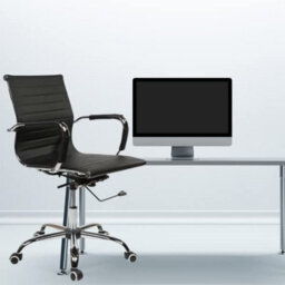 Evre Mid Back Boardroom Black Faux Leather Desk Chair With Chrome Finish - thumbnail 5