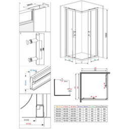 Vruc Square Shower Enclosure 800 X 800 X 1900 mm Chrome - thumbnail 6