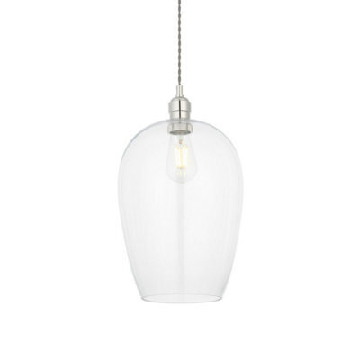 Luminosa Lighting Luminosa Livorno Single Pendant Ceiling Lamp, Bright Nickel Plate, Glass - image 1