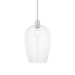 Luminosa Lighting Luminosa Livorno Single Pendant Ceiling Lamp, Bright Nickel Plate, Glass - thumbnail 1