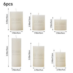 Thehotsale 6Pcs White Candles Set Unscented Pillar Paraffin Wax - thumbnail 7