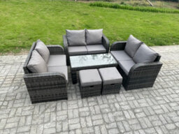 Fimous Outdoor Garden Furniture Sets 6 Pieces Wicker Rattan Furniture Sofa Sets With Coffee Table Love Seat Sofa - thumbnail 2