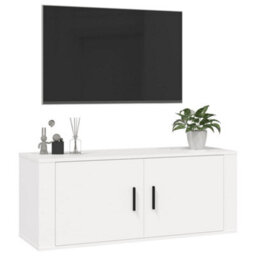 Berkfield Classic Wall Mounted Tv Cabinet White 100X34.5X40 Cm - thumbnail 4