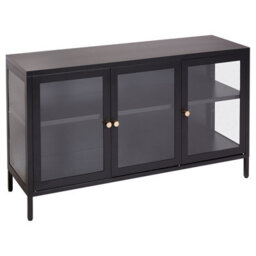 Beliani Glass Display Sideboard Newport Metal 115 Cm Black