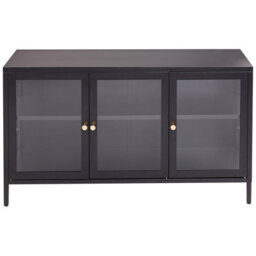 Beliani Glass Display Sideboard Newport Metal 115 Cm Black - thumbnail 4