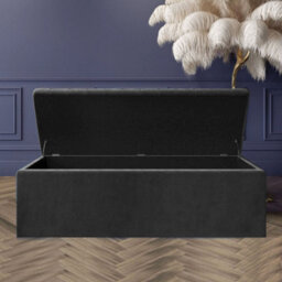 Safar 4Ft Ottoman Storage Box - Black Plush Velvet - thumbnail 2