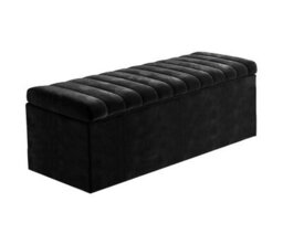 Safar 4Ft Ottoman Storage Box - Black Plush Velvet - thumbnail 4
