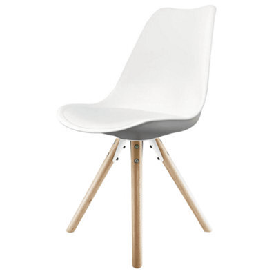 Fusion Living Soho White Plastic Dining Chair With Pyramid Light Wood Legs - image 1