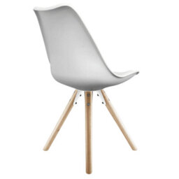 Fusion Living Soho White Plastic Dining Chair With Pyramid Light Wood Legs - thumbnail 4