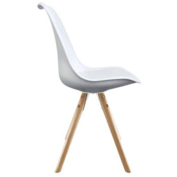 Fusion Living Soho White Plastic Dining Chair With Pyramid Light Wood Legs - thumbnail 5
