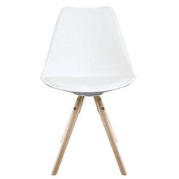 Fusion Living Soho White Plastic Dining Chair With Pyramid Light Wood Legs - thumbnail 6
