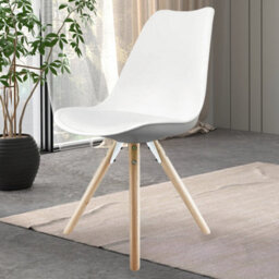 Fusion Living Soho White Plastic Dining Chair With Pyramid Light Wood Legs - thumbnail 2