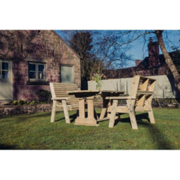 Churnet Valley Garden Furniture Ltd Ergo Table Bench Set - Sits 6 - L250 X W290 X H105 Cm - Minimal Assembly Required - Set Of Waterproof Cushions Included - thumbnail 3