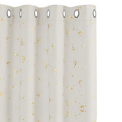 Deconovo Blackout Eyelet Curtains, Gold Constellation Printed Curtains For Bedroom, 46 X 54 Inch (W X L), Light Beige, 2 Panels - image 1