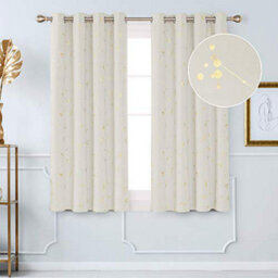 Deconovo Blackout Eyelet Curtains, Gold Constellation Printed Curtains For Bedroom, 46 X 54 Inch (W X L), Light Beige, 2 Panels - thumbnail 2