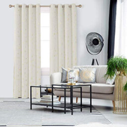 Deconovo Blackout Eyelet Curtains, Gold Constellation Printed Curtains For Bedroom, 46 X 54 Inch (W X L), Light Beige, 2 Panels - thumbnail 3