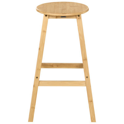 Wyld And Coco Everwood Set Of 2 Bamboo Bar Stools Light Brown, Lightweight Classic Style For Kitchen And Dining - image 1