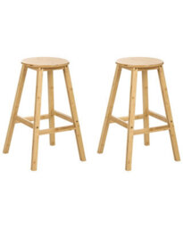 Wyld And Coco Everwood Set Of 2 Bamboo Bar Stools Light Brown, Lightweight Classic Style For Kitchen And Dining - thumbnail 3