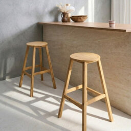 Wyld And Coco Everwood Set Of 2 Bamboo Bar Stools Light Brown, Lightweight Classic Style For Kitchen And Dining - thumbnail 2