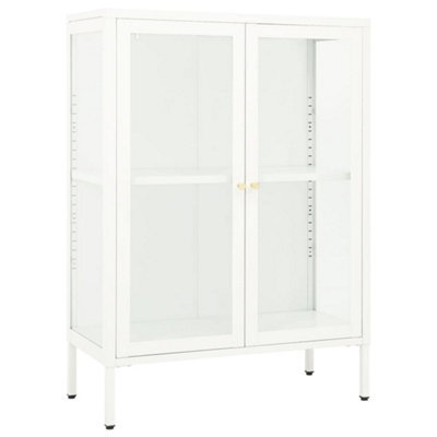 Berkfield Classic Sideboard White 75X35X105 Cm Steel And Glass - image 1