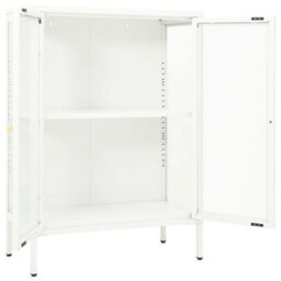 Berkfield Classic Sideboard White 75X35X105 Cm Steel And Glass - thumbnail 6