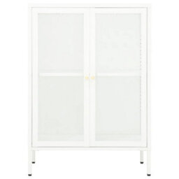 Berkfield Classic Sideboard White 75X35X105 Cm Steel And Glass - thumbnail 3