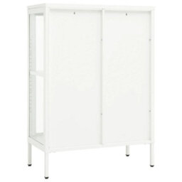 Berkfield Classic Sideboard White 75X35X105 Cm Steel And Glass - thumbnail 5