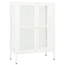 Berkfield Classic Sideboard White 75X35X105 Cm Steel And Glass