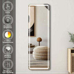 Sline 1500X400mm Rectangle Full Length Led Mirror With Aluminum Alloy Frame Free Standing Mirror Dimmable 3 Color - thumbnail 2
